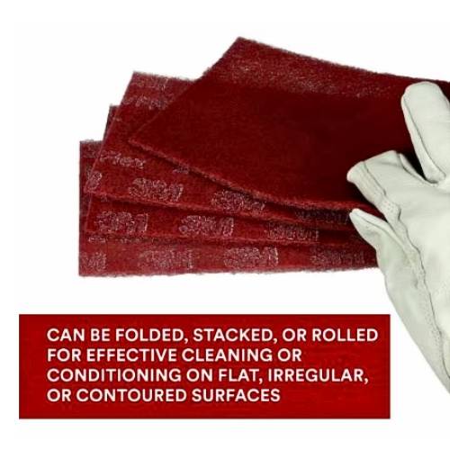 Scotch-Brite 64659 Red Non-Woven Durable Flex Hand Pad, 25 pcs