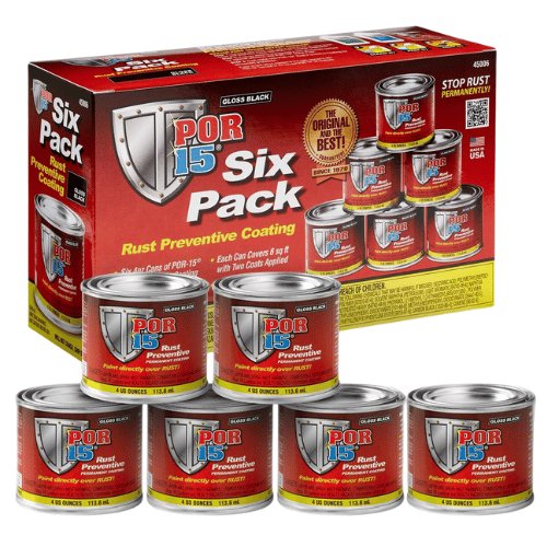 POR-15 Gloss Black Rust Preventive Coating, 6 pk 4 oz Cans