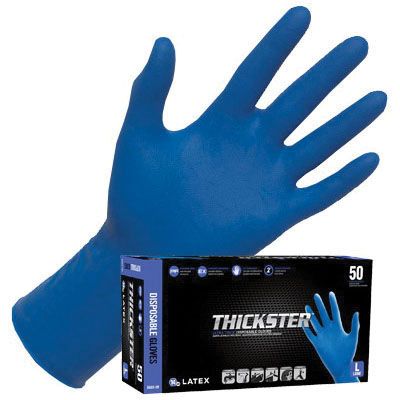 SAS® Thickster X-Large Ultra Thick Blue Latex Gloves, Box of 50